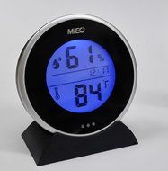 MIEO Round Digital Hygrometer Thermometer for Humidor HH654 with Clock N5