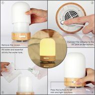 Venere Aroma Diffuser 100ml Ultrasonic Cool Mist Humidifier Real Wood Base and Glass Cover, No Beep Sound Single... N5