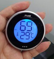 MIEO Round Digital Hygrometer Thermometer for Humidor HH654 with Clock N7