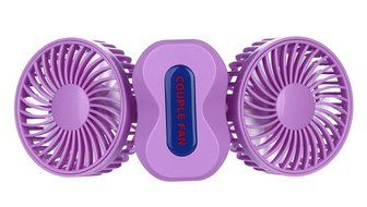 Xman&reg;Couples Mini Fan Dual Head Portable USB Rechargeable Personal Fan Quiet Operation Desktop Fan with LED Light... N3