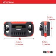 Duronic Apex Digital Display Hand Crank Self-powered Solar Powered AM/FM Radio with Alarm Clock Torch &amp; Phone...