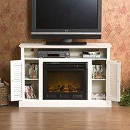 Genevieve Antique White Media Tv Stand Electric Fireplace up to 50" N5