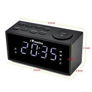iTronics LED Dual Alarm Clock Radio with USB Charging, Digital AM/FM Radio, Snooze, Brightness Control and Battery... N3