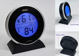 MIEO Round Digital Hygrometer Thermometer for Humidor HH654 with Clock N9