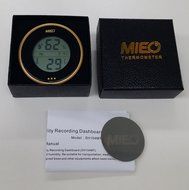 MIEO Round Digital Hygrometer Thermometer for Humidor HH654 with Clock N12