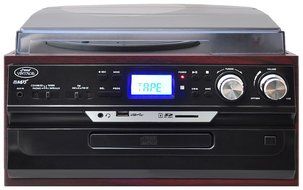 Pyle PTTCDS7U Classic Vintage Turntable with AM/FM Radio/Cassette/CD, USB/SD and Aux Input for iPod and MP3 Players...