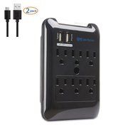 Cable Matters 6-Outlet Wall Mount Surge Protector with 2.4A Dual USB Charging N3