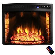 AKDY 28" Black Electric Firebox Fireplace Heater Insert Curve Glass Panel W/Remote Azfl-EF06-28r
