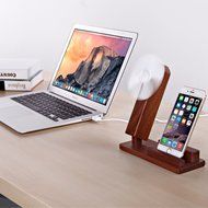 InaRock Wooden Desktop Cell Phone Holder Docking Stand and Mini USB Powered Table Desk Personal Fan with Fan Control... N6
