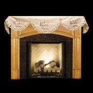 19" X 90" Wide Fireplace Mantel Scarf with Purple Lavender Flowers N2