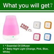 100ml Aromatherapy Essential Oil Diffuser - Portable Cool Mist Ultrasonic Humidifier with 7 Color Changing LED... N3