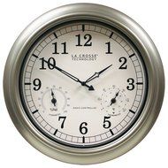 La Crosse Technology WT-3181PL Atomic Outdoor Clock with Temperature &amp; Humidity-18 inch