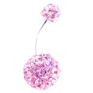 Dedegui Silver Bar Pink Blue Gems Bling 16g Belly Button Navel Ring Body Piercing Jewelry