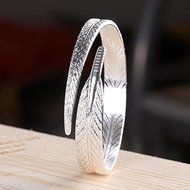 New Fashion Jewelry Women's Silver Plated Feather Open Cuff Bangle Bracelet