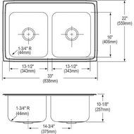Elkay DLR3322101 1-Hole Gourmet Lustertone Stainless Steel Double Basin Top-Mount Kitchen Sink, 33-Inch x 22-Inch...