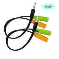 Seadream 2Pack Headset Adapter for Headsets with Separate Headphone / Microphone Plugs - 3.5mm 4 position to 2x...