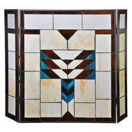 River of Goods 14574 26" Mission Style Stained Glass Fireplace Screen