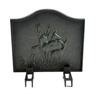 Woodeze Home Indoor Outdoor Antique Style Decorative Cast Iron Fireback - Deer 22" H x 24" W N3