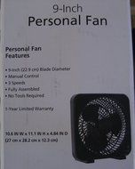 MAINSTAYS 9 inch personal fan Black N5