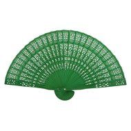 Vintage Wood Hollow Carved Hand Fan Foldable Fan - Green N3