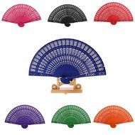 Vintage Wood Hollow Carved Hand Fan Foldable Fan - Green N4