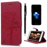 iPhone 7 Plus Case (5.5 inch) - Wallet Flip Folio Stand Case Embossed Flower Tree PU Leather Case Shockproof Soft... N49