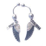 Dedegui A Pair Silver Bar Black Wings Best Friends 14g Belly Button Navel Ring Body Piercing Jewelry