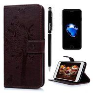 iPhone 7 Plus Case (5.5 inch) - Wallet Flip Folio Stand Case Embossed Flower Tree PU Leather Case Shockproof Soft... N59