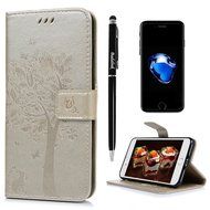 iPhone 7 Plus Case (5.5 inch) - Wallet Flip Folio Stand Case Embossed Flower Tree PU Leather Case Shockproof Soft... N62