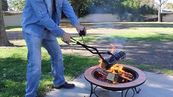 Grill Daddy King Tong Pro for Fire Pits or Fireplace 28&rdquo; Power Leverage Handle and Heat Shield Protects Hands... N4