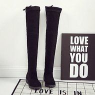 Spritech(TM) Women's Girls Fashion Over-the-Knee Flat Heel Elegant Ruched Thigh High Shoes Knee Boots Black 38... N2