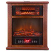 Della Portable Electric 4 Element Infrared Stove Fireplace Wood Freestanding with Wheel, 1500W N2