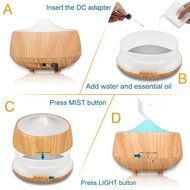 250ml Essential Oil Aromatherapy Diffuser Humidifier with 7 Color LED Lights (Light Wood) N2