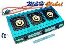 Portable Trio 3 Burner Gas Stove Tripple Grill Propane Gas BBQ N2