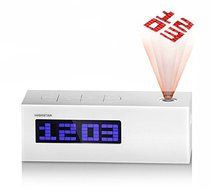 White Fashion Laser Projecting Alarm Clock FM Radio Time Date Temperature Projector,Digital Desk Calendar