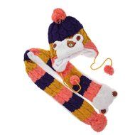 Baby Toddler Winter Beanie Warm Hat Hooded Scarf Earflap Knitted Cap Girls Boys N5