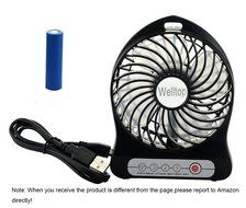 Welltop&reg; Electric Portable Mini fan Rechargeable Desktop Fan 4-inch Vanes 3 Speeds Battery/ USB Powered Household... N5