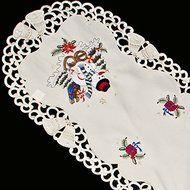 19" X 90" Wide Christmas Snowman and Packages on White Fireplace Mantle Scarf N5