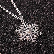 New Fashion Silver Frozen Snowflake Crystal Necklace Pendant Chain Xmas Gift N8