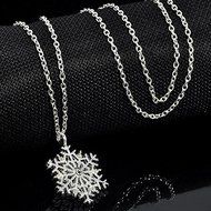 New Fashion Silver Frozen Snowflake Crystal Necklace Pendant Chain Xmas Gift N9