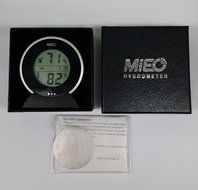 MIEO Round Digital Hygrometer Thermometer for Humidor HH654 with Clock N16