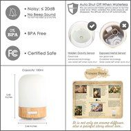 Venere Aroma Diffuser 100ml Ultrasonic Cool Mist Humidifier Real Wood Base and Glass Cover, No Beep Sound Single... N7