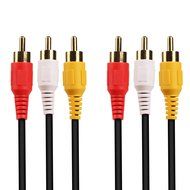 WAWPI 6FT 3rca to 3rca Stereo Audio Video Composite Cable - Black (Red White Yellow)