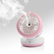 Pojazia Mini USB Output Electric Fan Rechargeable Humidifier Misting Fan (Pink) N6