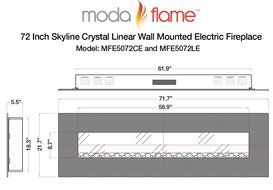 Moda Flame 72" Skyline Log Linear Wall Mounted Electric Fireplace
