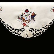 19" X 90" Wide Christmas Snowman and Packages on White Fireplace Mantle Scarf N7