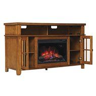 Dakota TV Stand for TVs up to 65" with 26" Infrared Quartz Fireplace, Premium Oak