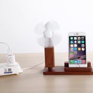 InaRock Wooden Desktop Cell Phone Holder Docking Stand and Mini USB Powered Table Desk Personal Fan with Fan Control... N9