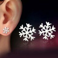Women Fashion 925 Sterling Silver Snowflakes Stud Earrings Jewelry Xmas Gifts AD N4