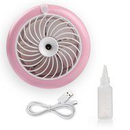 Pojazia Mini USB Output Electric Fan Rechargeable Humidifier Misting Fan (Pink) N13